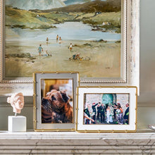 Load image into Gallery viewer, White &amp; Gold Bamboo Photo Frame - 5x7
