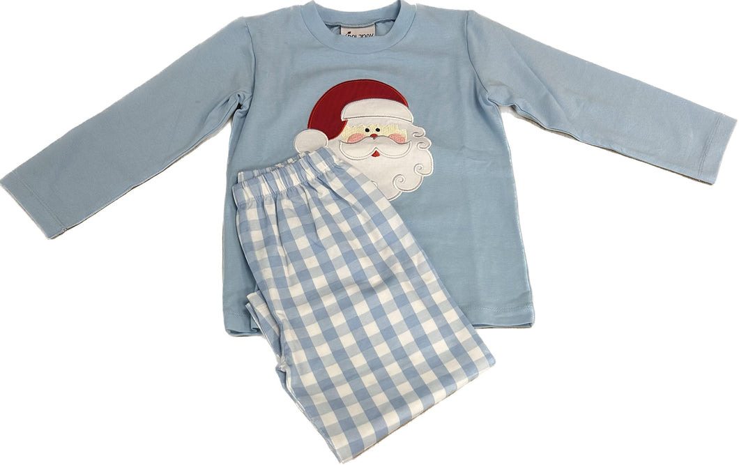 Santa Applique Blue Pant Set