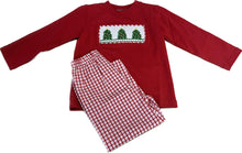 Load image into Gallery viewer, Christmas Tree Red Smocked Set
