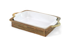 Load image into Gallery viewer, Rectangular Casserole Basket with Calaisio Stoneware Roaster, 3QT
