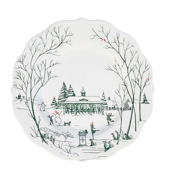 Country Estate Winter Frolic Dessert/Salad Plate - Evergreen