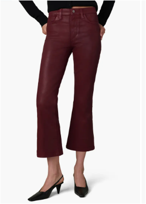 The Callie Coated Cropped Bootcut Jeans - Syrah
