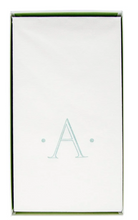 Load image into Gallery viewer, Caspari Antique Initial Robin's Egg Paper Linen Boxed Guest Towel
