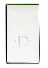 Load image into Gallery viewer, Caspari Antique Initial Robin's Egg Paper Linen Boxed Guest Towel
