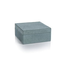 Load image into Gallery viewer, Suede Lux Decorative Boxes- Cote D&#39;Azur Blue
