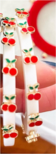 Load image into Gallery viewer, City Girl Jewel Small Hoop - White/Red Cherries
