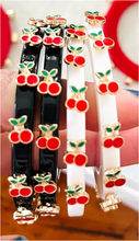 Load image into Gallery viewer, City Girl Jewel Small Hoop - White/Red Cherries
