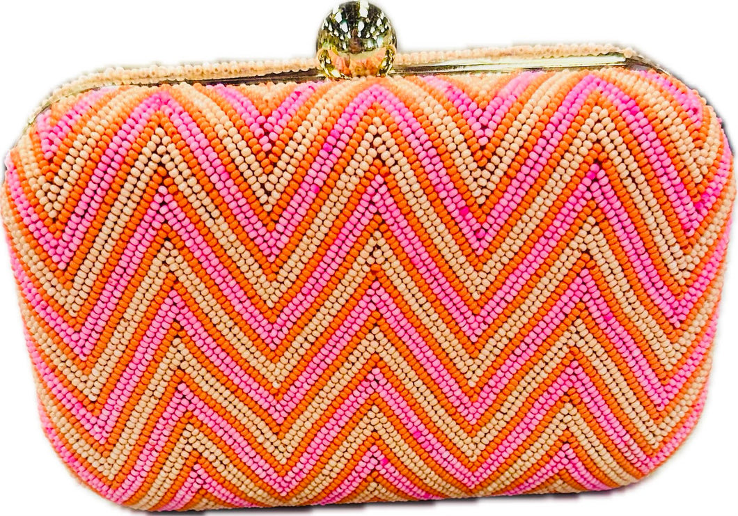 Chevron Beaded Clutch