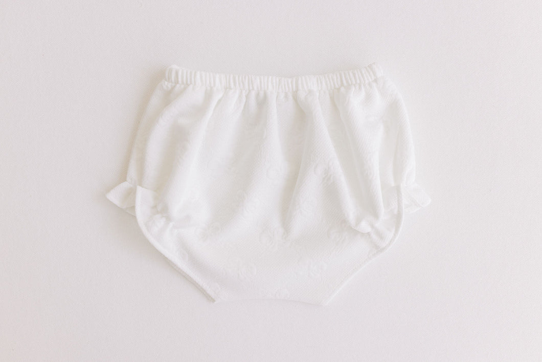 Diaper Cover – White Jacquard Bows