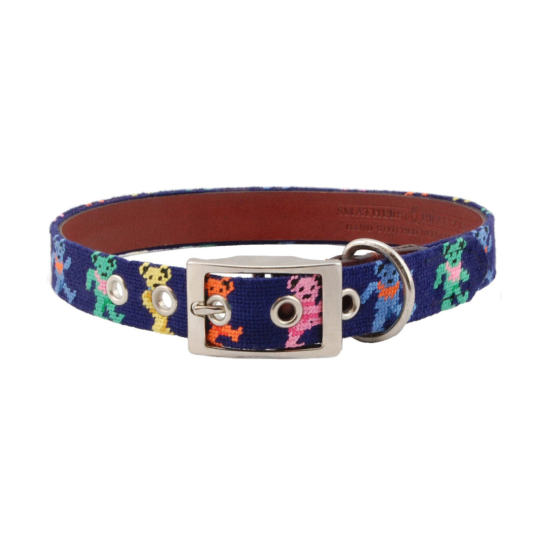 Dancing Bears Dog Collar - Dark Navy