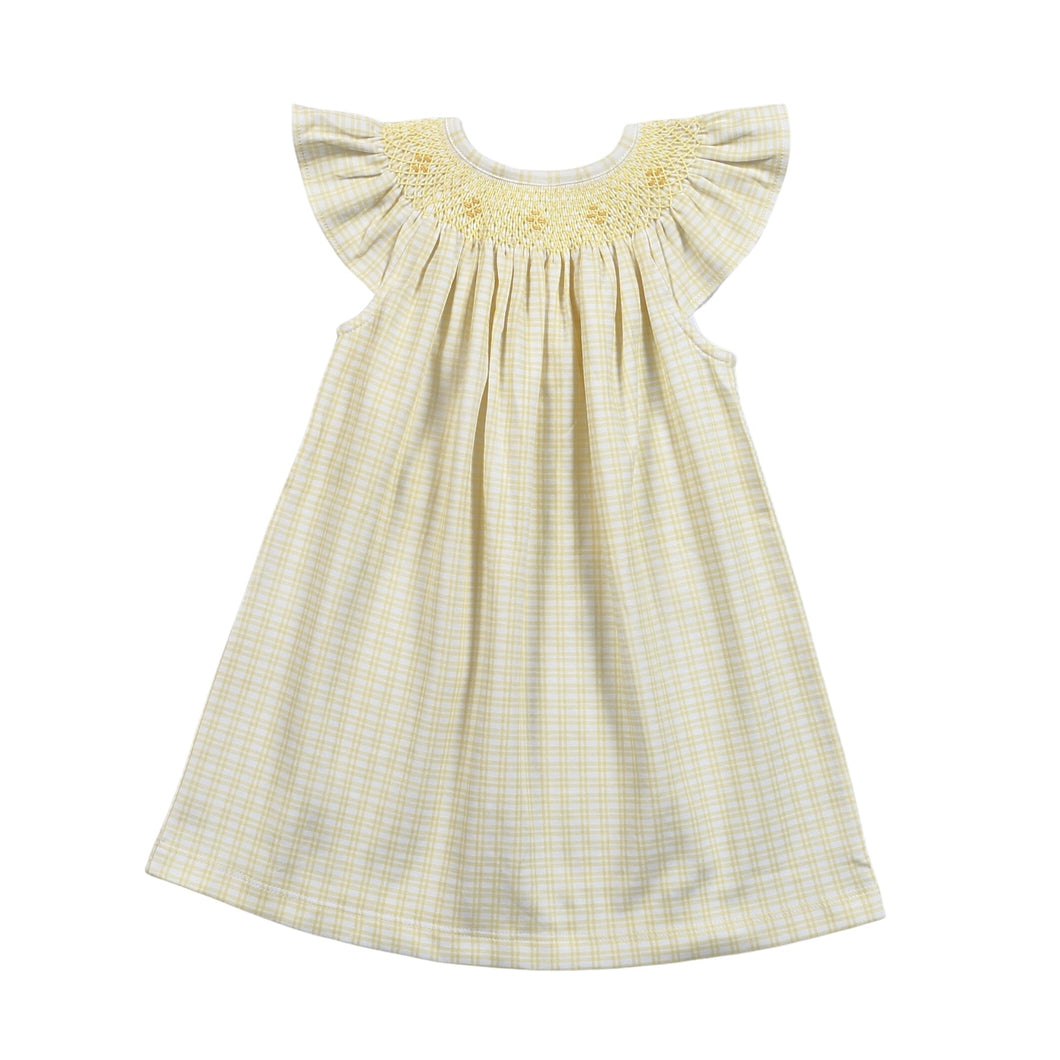 Yellow Plaid Pima Bishop Dress