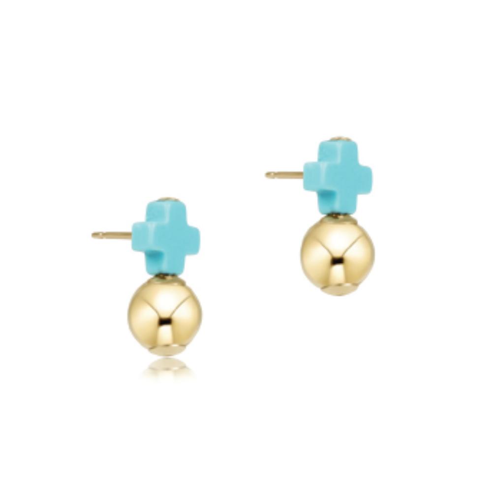 Signature Cross Gold Stud - Classic Turquoise