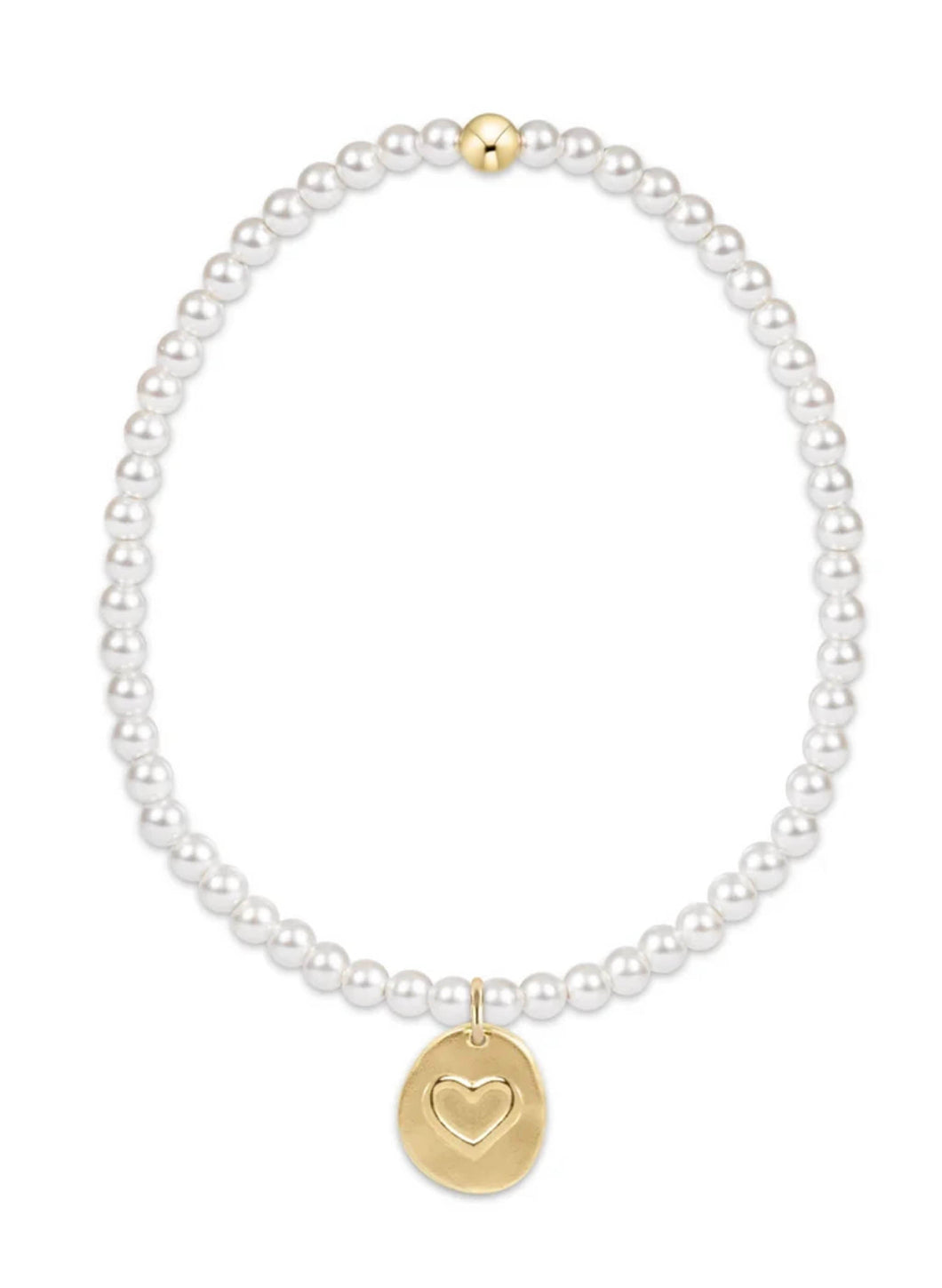 Classic Pearl 3mm Bead Bracelet - Inspire Love Small Gold Charm