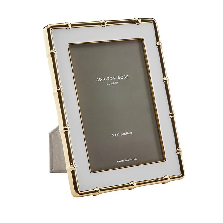White & Gold Bamboo Photo Frame - 5x7