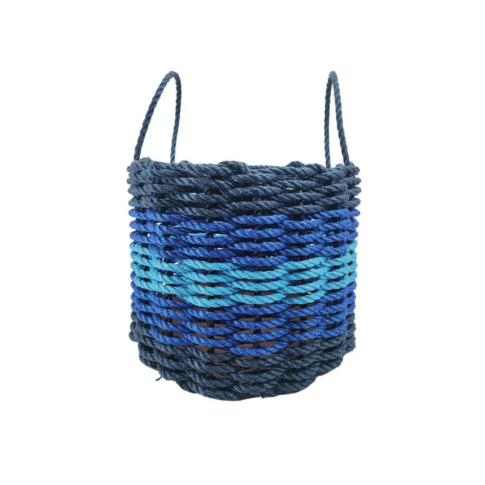 Rope Bin - Navy with Teal Stripe