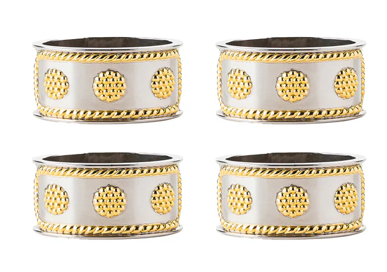 Berry & Thread Napkin Ring Set/4 - Silver/Gold