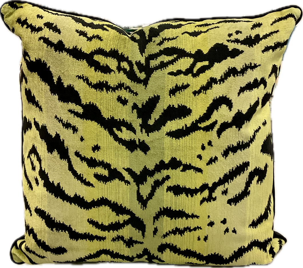 Green Zebra Velvet Pillow