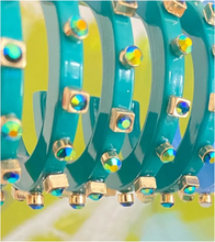 Load image into Gallery viewer, City Girl Jewel Large Hoop - Harbor Blue/Harbor Blue Stones
