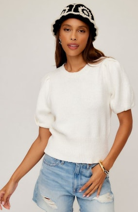 Harvey Pleated Sleeve Sweater - Off White