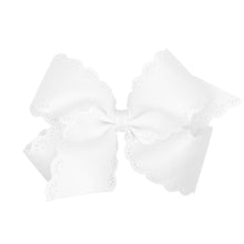Load image into Gallery viewer, Medium Grosgrain Bow with Eyelet Flower Embossed Edges - 3 Colors Available
