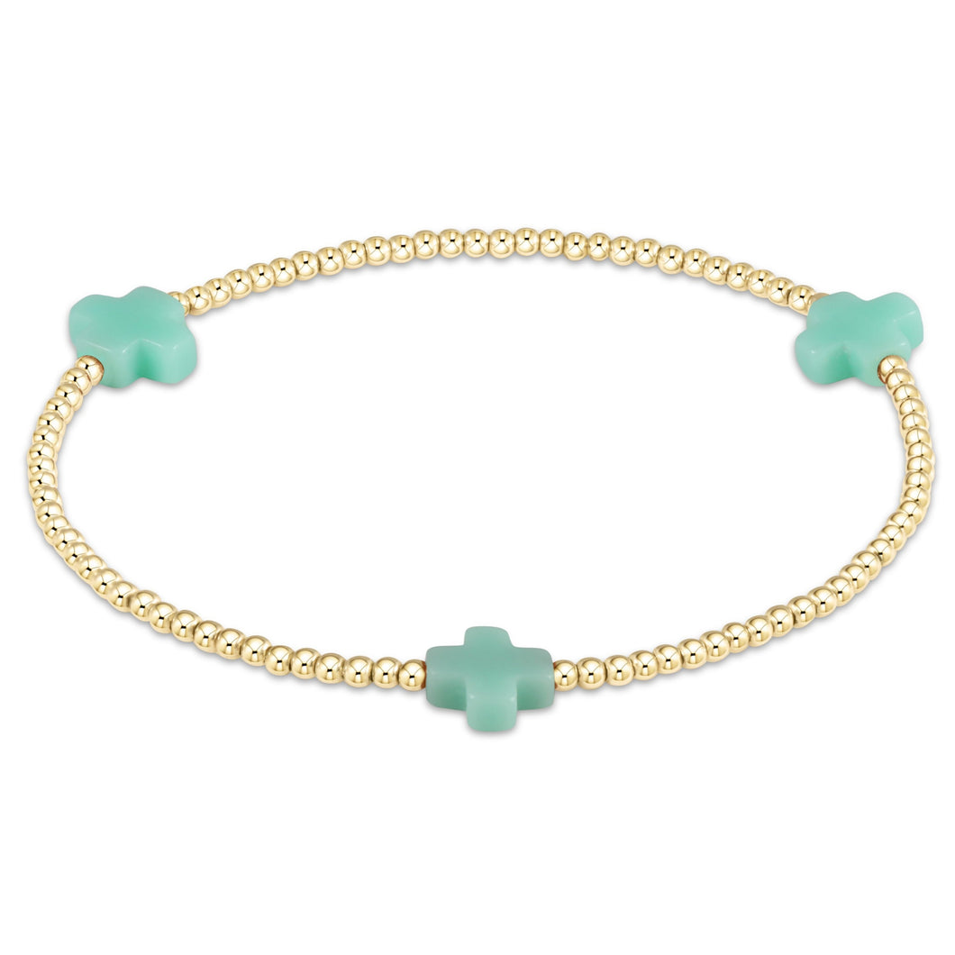 Signature Cross Gold Pattern 2mm Bead Bracelets
