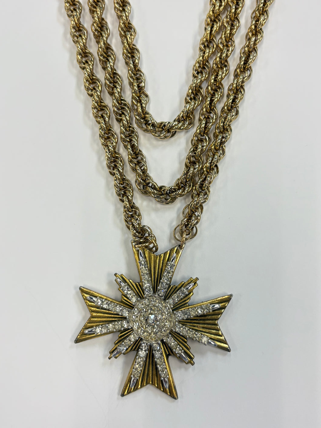 1960's Maltese Cross Brooch Necklace