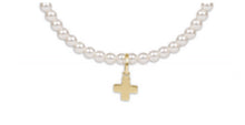 Load image into Gallery viewer, Enewton 17&quot; Chocker Classic Pearl 3MM Bead- Signature Cross Gold Charm
