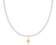 Load image into Gallery viewer, Enewton 17&quot; Chocker Classic Pearl 3MM Bead- Signature Cross Gold Charm
