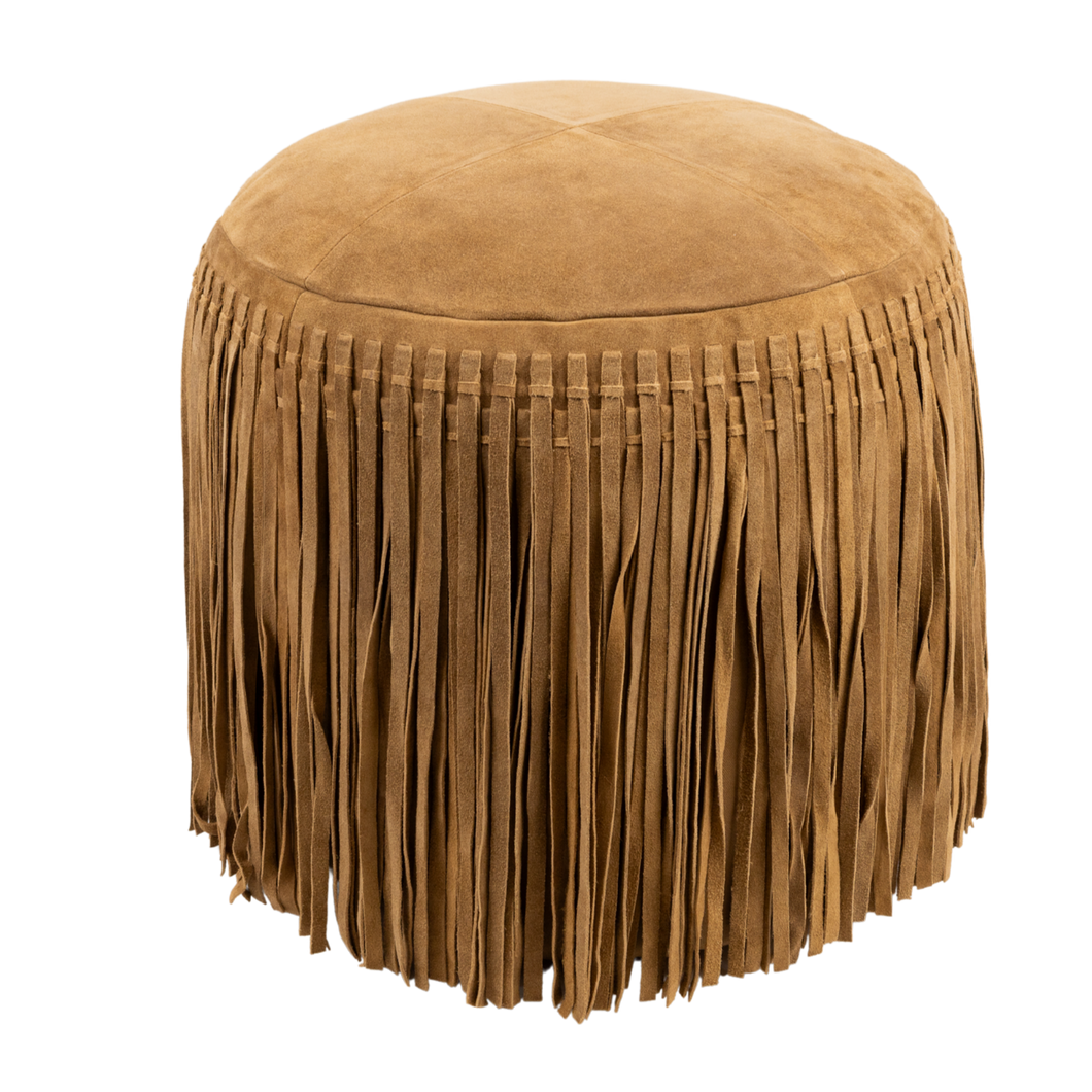 Pouf Round Fringe Camel