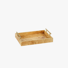 Load image into Gallery viewer, Leiden Burlwood Tray with Gold Handles
