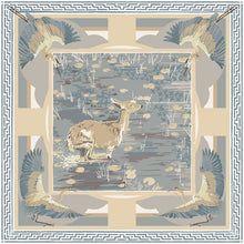 Load image into Gallery viewer, Neutral Lily Pad Doe - Double-Sided Silk Scarf 25" x 25"
