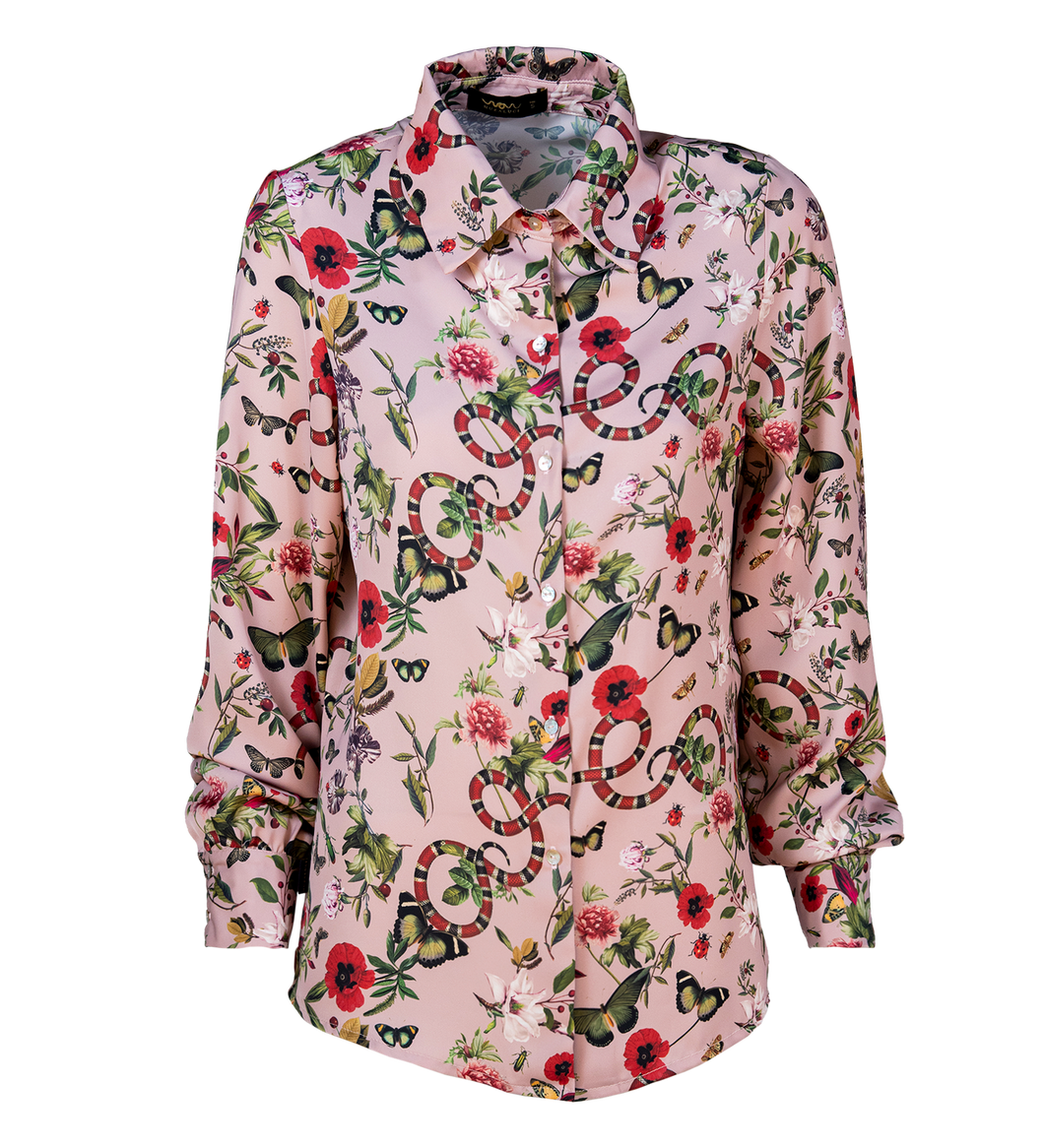Silk Blouse - Pink Serpent