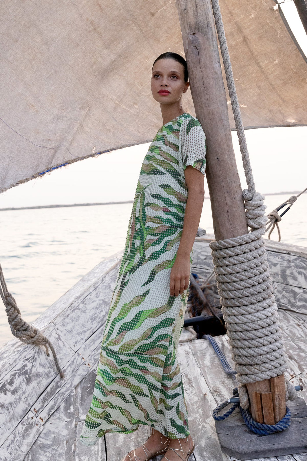Oliphant Short Sleeve Shift Maxi Dress - Maldive Green