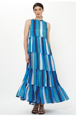 Ruffle Tiered Maxi - Meko Blue