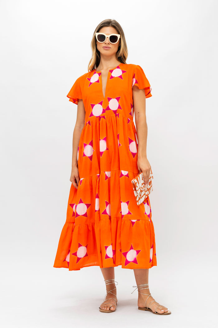 V-Neck Maxi- Mela Orange