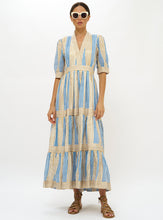 Load image into Gallery viewer, V-Neck Cuffed Maxi - Samoa Blue Gold
