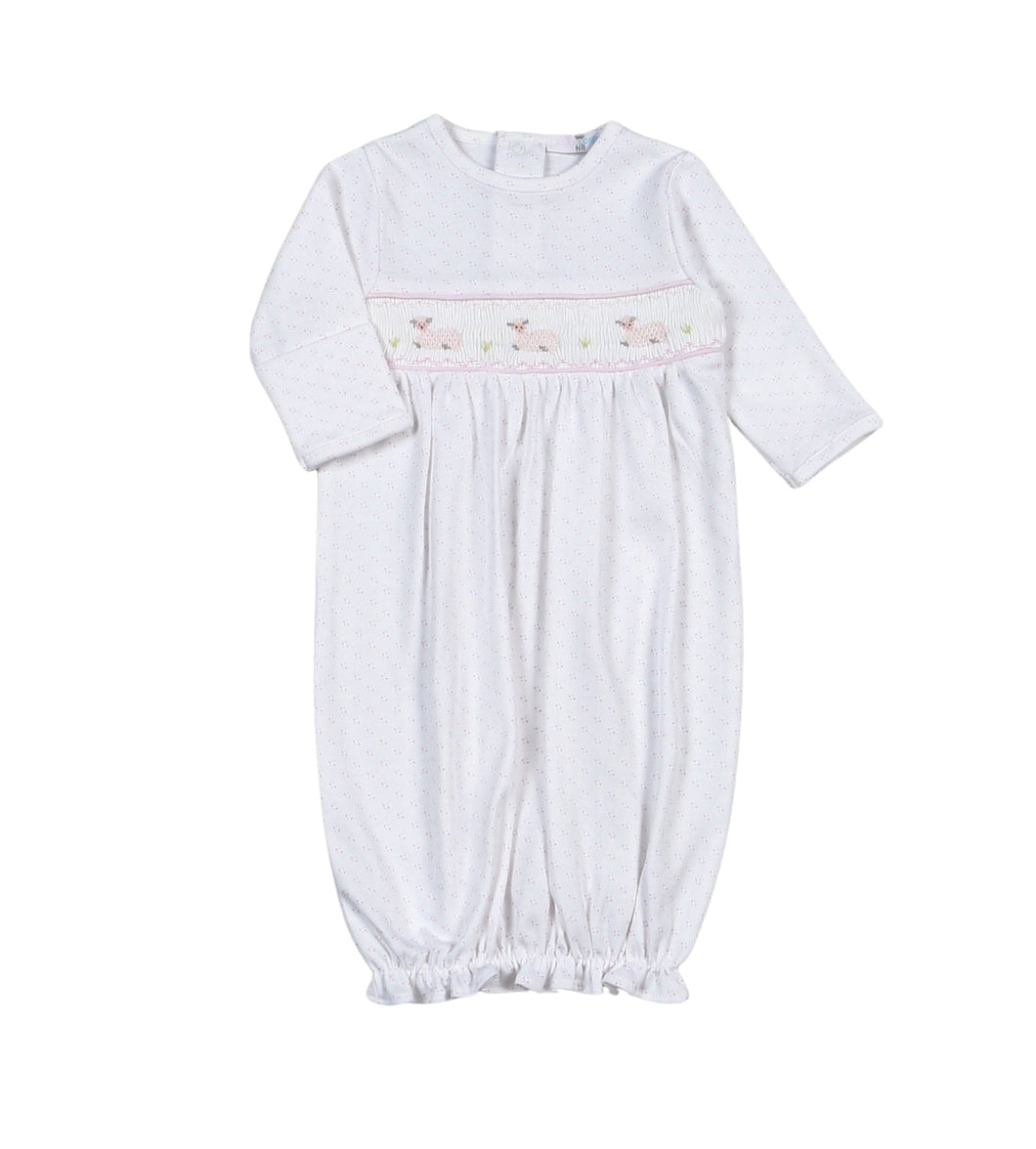 Pink Baby Lamb Hand Smocked Gown
