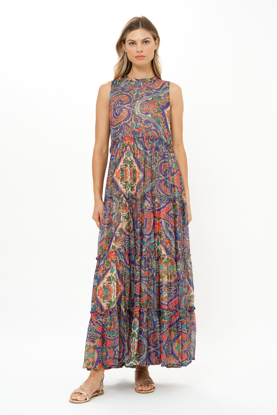 Ruffle Tiered Maxi- Persia Cobalt