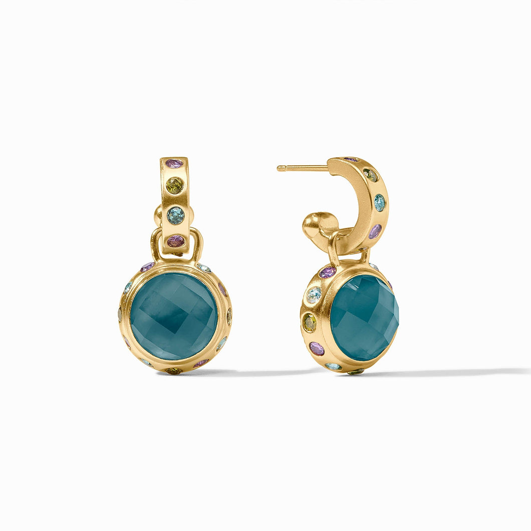 Rainbow Hoop & Charm Earring - Iridescent Montana Blue