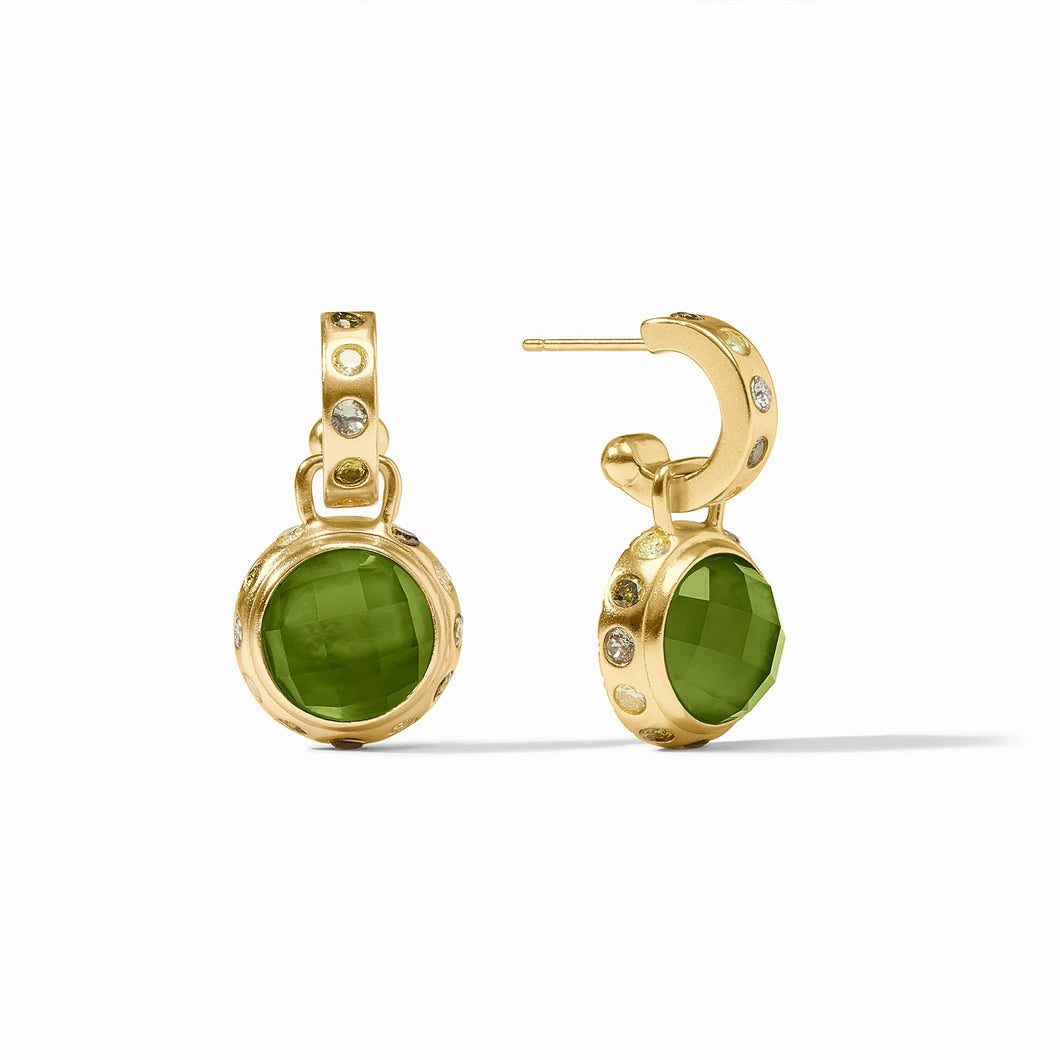 Rainbow Hoop & Charm Earring - Iridescent Palmetto Green