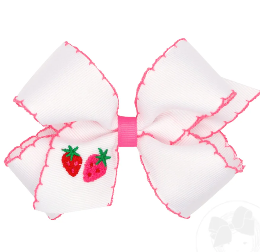 Medium Grosgrain Hair Bow with Moonstitch Edge and Strawberry Embroidery Style: 2090 Product information Regular price