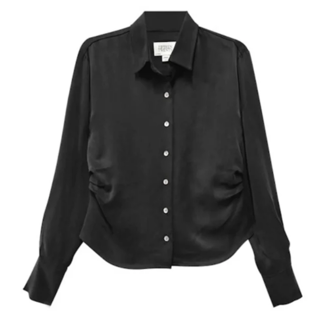 Tawnie Side Pleat Shirt - Black
