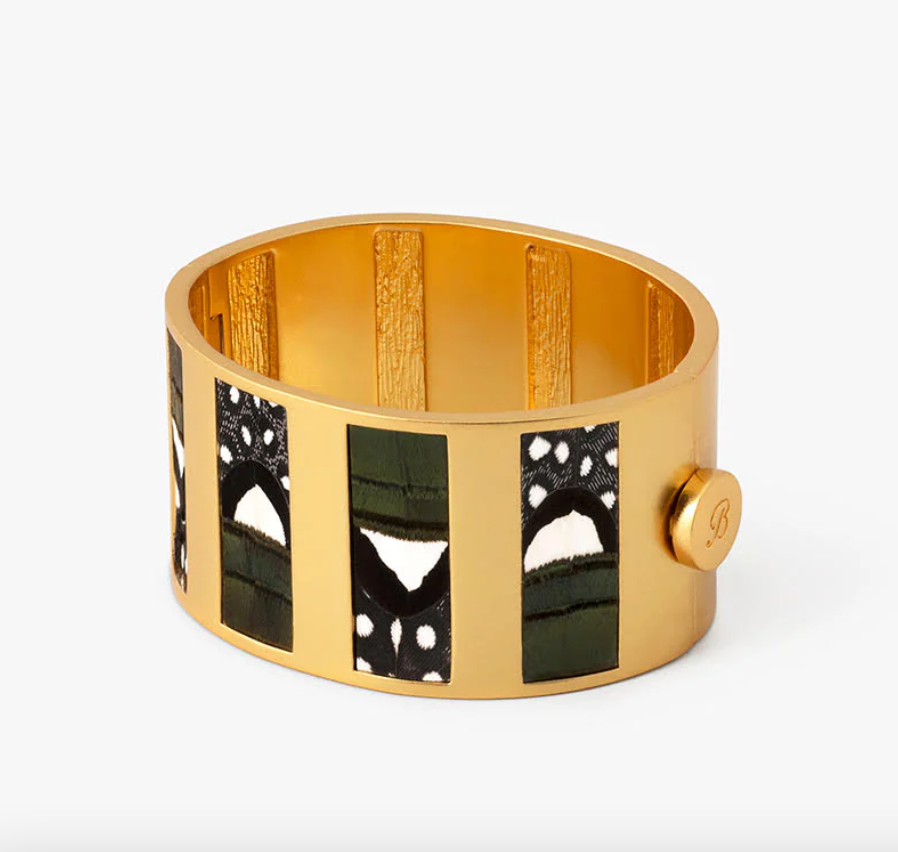 Sage Striped Hinge Cuff