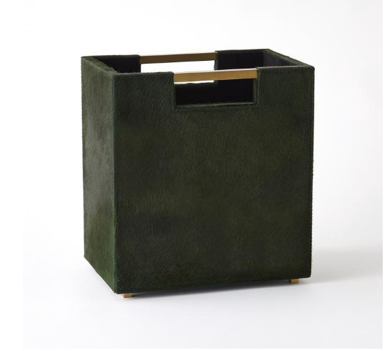 Posh Wastebasket-Hair-On-Hide Green