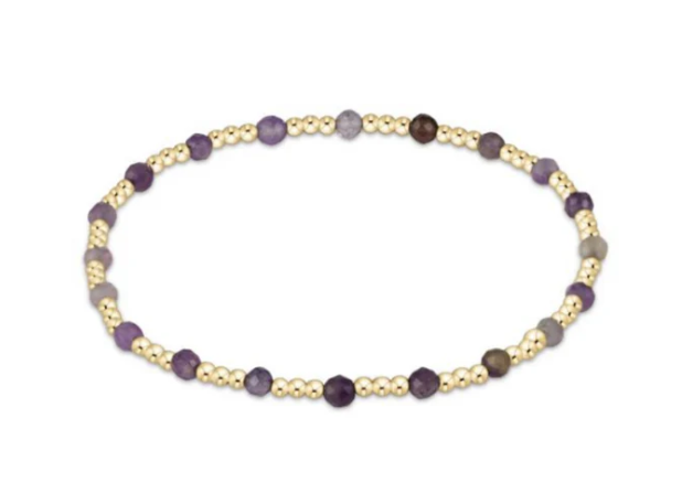 Gemstone Gold Sincerity Pattern 3mm Bead Bracelet - Amethyst