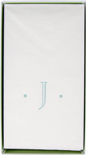 Load image into Gallery viewer, Caspari Antique Initial Robin's Egg Paper Linen Boxed Guest Towel
