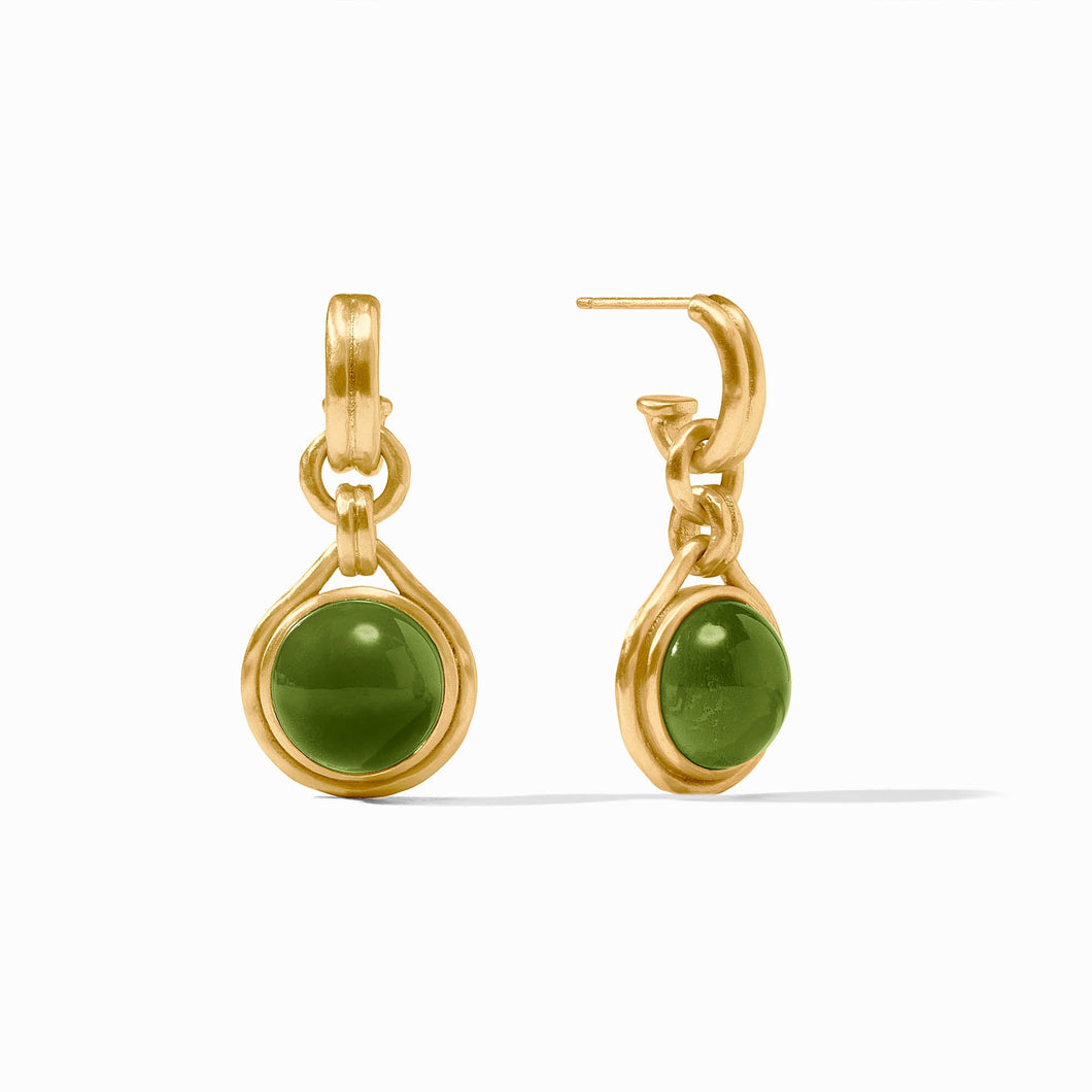 Solara Hoop & Charm Earring - Iridescent Palmetto Green