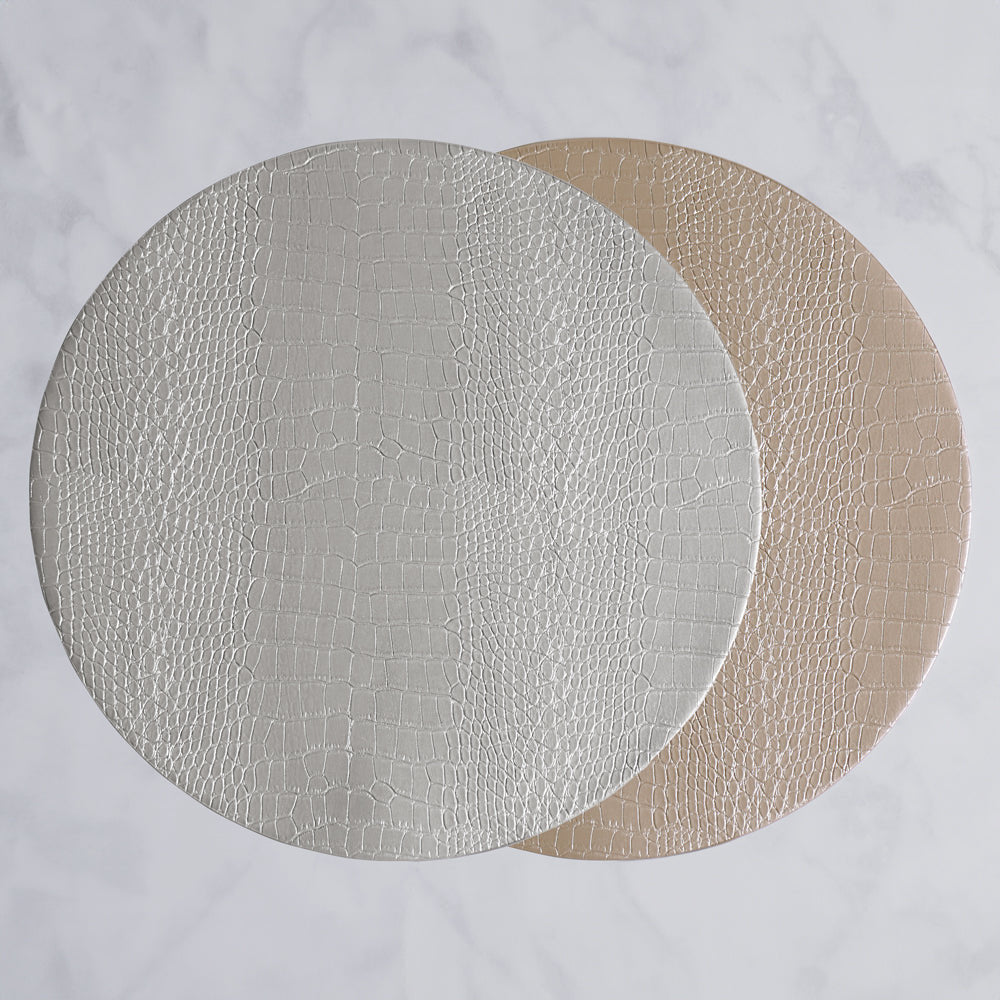 Light Grey and Tan Snakeskin Reversible Placemats - Set/4