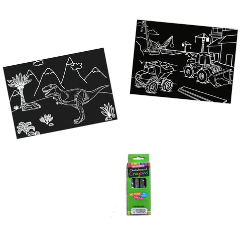 Chalkboard Dino & Construction Travel Mat Set