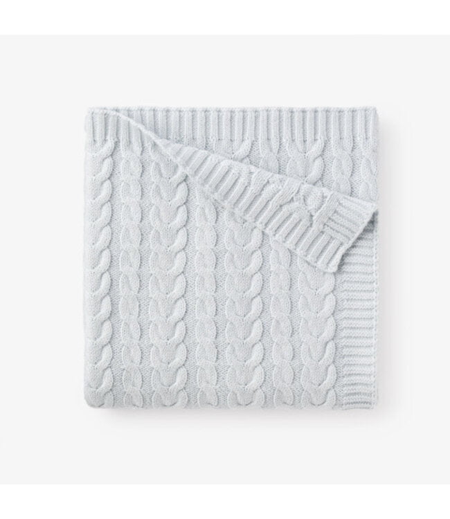 Pale Blue Horseshoe Cable Knit Blanket